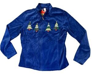 VTG 90s Merry Bright Shiny Jacket Tree Velvet Holiday Christmas Bead Grandma NOS